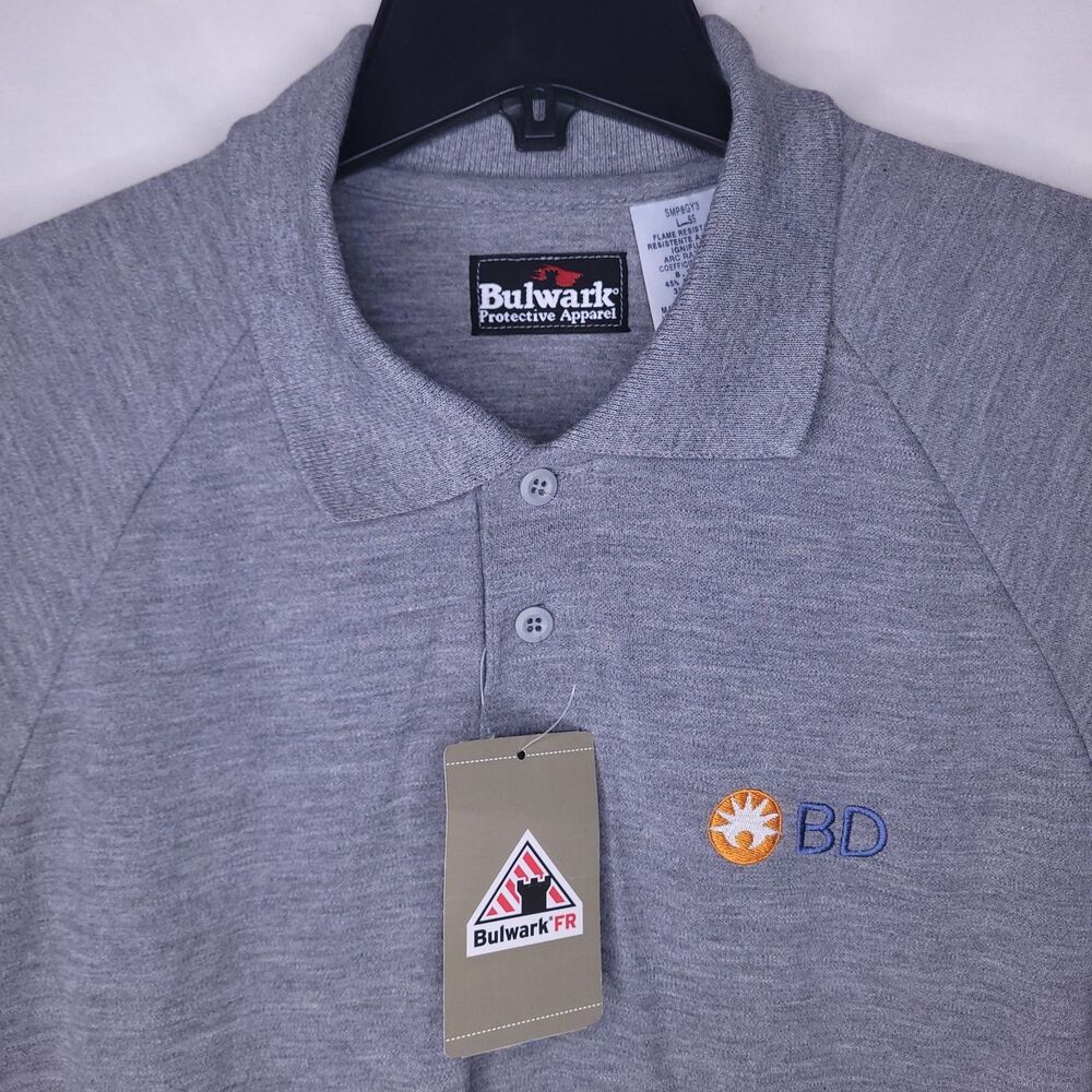 Bulwark Polo Shirt Mens Large Gray Fire Resistant CAT 2 NWT